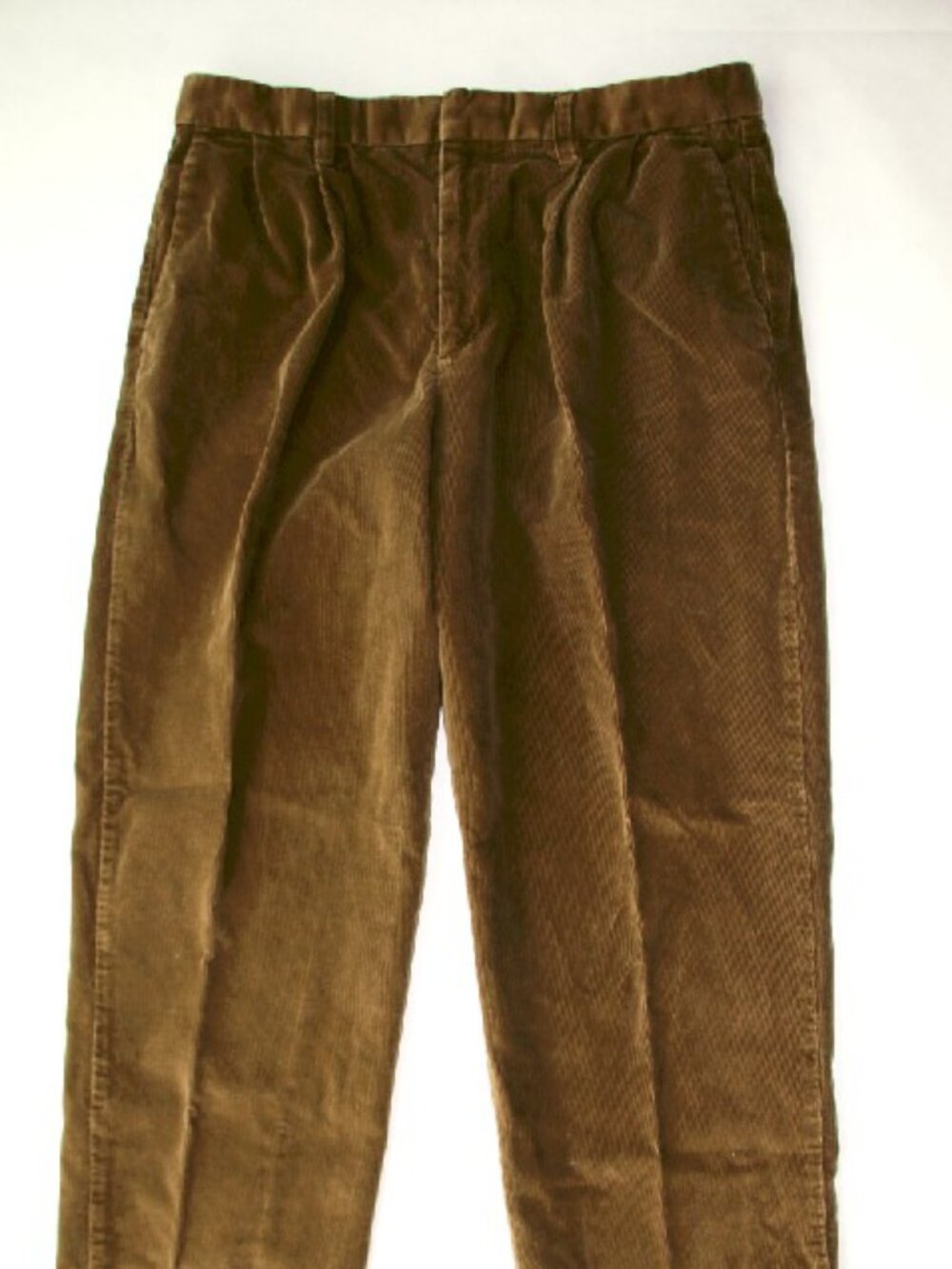 DOCKERS Relaxed Fit Tabacco-Brown Pleated Cuffed Corduroy 36" x 31" Pants